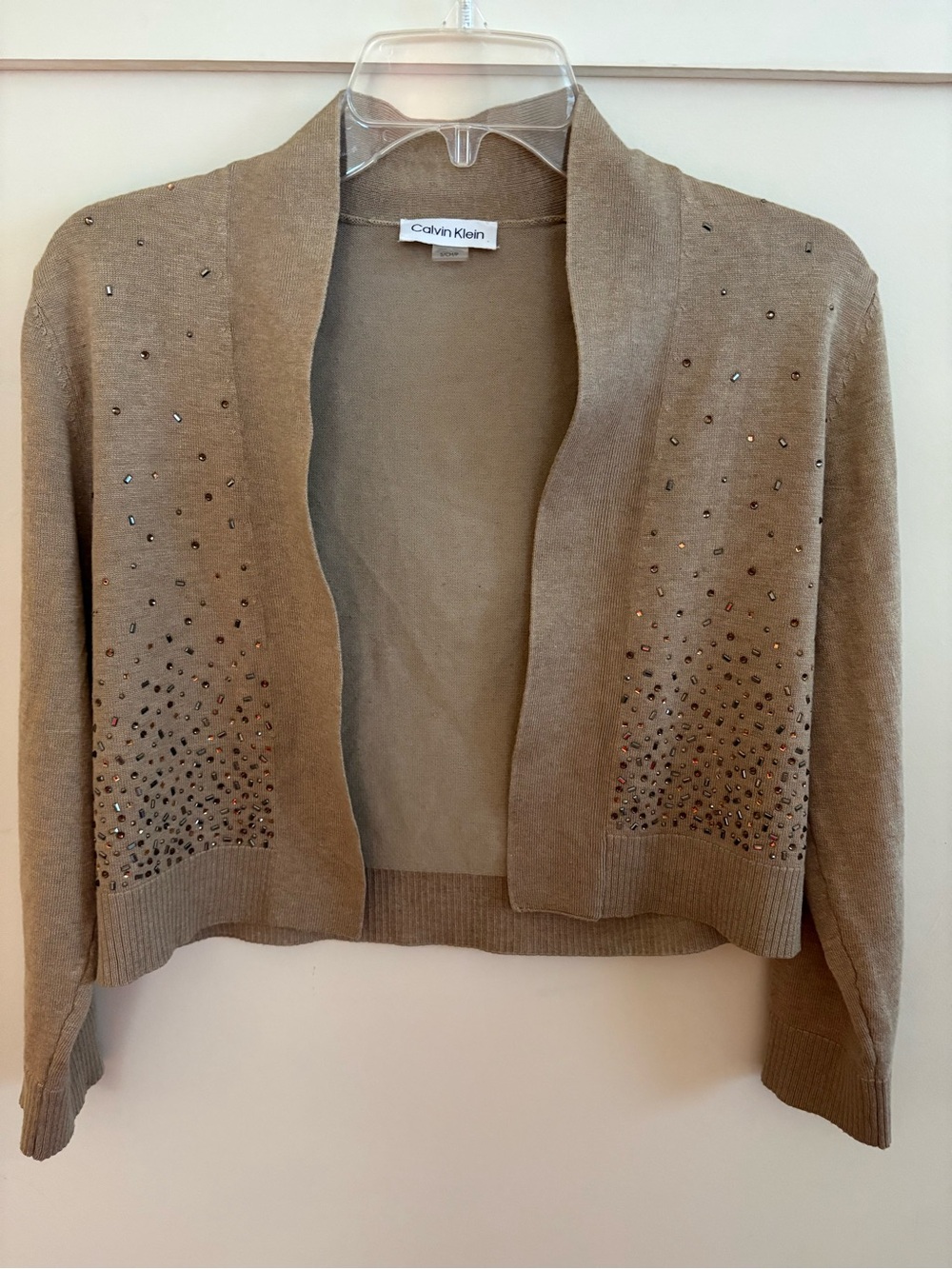 Calvin Klein Women's Embellished Open-Front Sweater Shrug Size Small Gorgeous